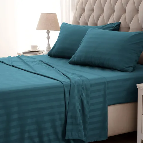Miniatura 33 de SLEEP ZONE Juego de Sábanas Refrescantes a Rayas Queen - Juego de Sábana Ajustable, Sábana Plana y Fundas de Almohada de 4 Piezas - Sábana de Cama a