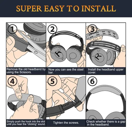 Miniatura 7 de SOULWIT Funda de diadema para auriculares Bose QC35 y QuietComfort 35 II (QC35 ii), repuesto para auriculares, pieza de reparación de almohadilla