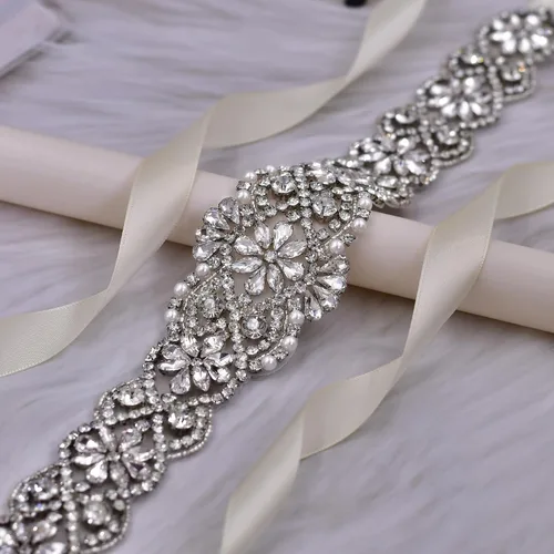 Miniatura 44 de azaleas Cinturón de boda fino de cristal para mujer, cinturón de novia para boda, dama de honor, accesorios de vestido de niña de las flores, 16