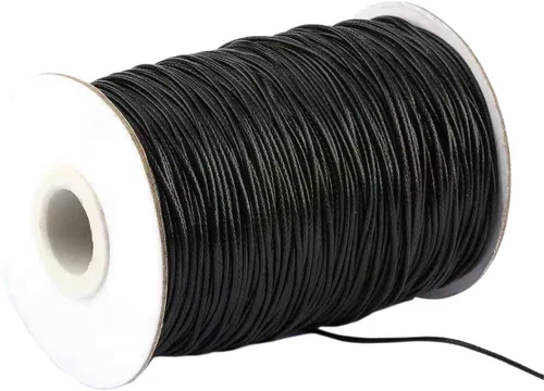 Cordón encerado de 0.039 in y 175 yardas para la fabricación de joyas, hilo de cuentas de poliéster negro para trenzar pulseras y collares, 00 negro