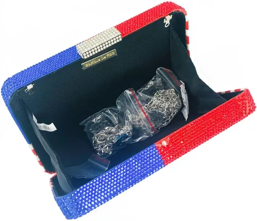 Miniatura 6 de Boutique De FGG The American National Flag Crystal Clutch Purse for Women Evening Bags Party Chain Shoulder Handbags,Mini