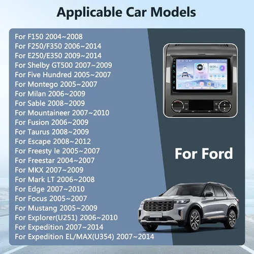Miniatura 6 de 2+64G Radio estéreo para coche para Ford F150 con CarPlay inalámbrico Android Auto 7 "pantalla táctil Bluetooth audio con navegación GPS espejo