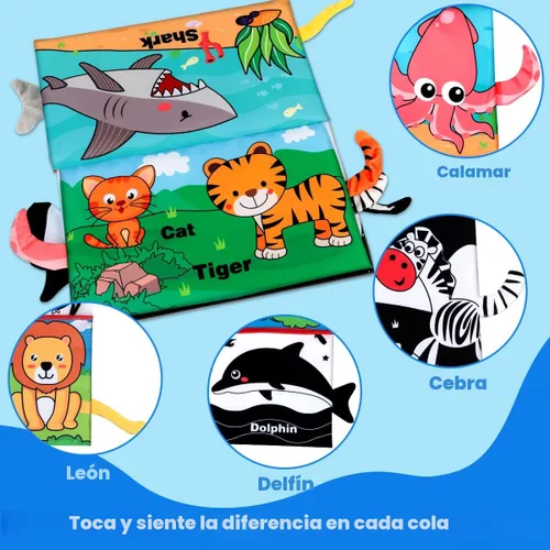 Miniatura 3 de Juguetes para bebés de 0 a 6 meses – Juguete para bebé con espejo de bebé con libro de tela, juguete de bebé de alto contraste en blanco y negro