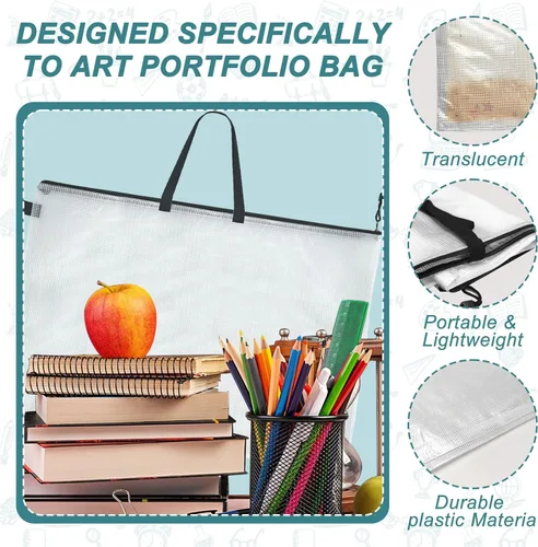 Miniatura 3 de Funda de cartera de arte de 24 x 36 pulgadas, bolsa de almacenamiento para pósteres grandes, bolsa de almacenamiento con cremallera y asa, carpeta