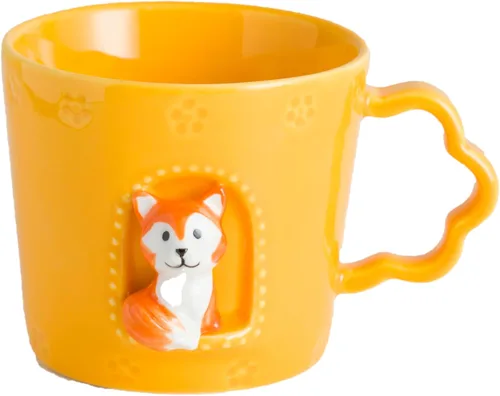 Miniatura 7 de DIHOclub Taza de cerámica con diseño de gato, ventana con animales, figura de cerámica hecha a mano, tazas lindas de dibujos animados, regalo