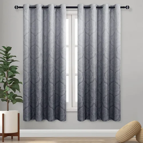 Miniatura 90 de DWCN - Cortinas blackout para dormitorio, diseño de damasco con aislamiento térmico y ojales, para sala de estar, juego de 2 paneles de cortina Gris