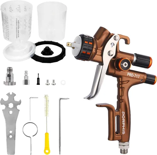 Miniatura 17 de Pistola Pulverizadora PRD-717 Tipo VS con Boquilla Dividida de 1.3mm para Repintado Automotriz, Marrón