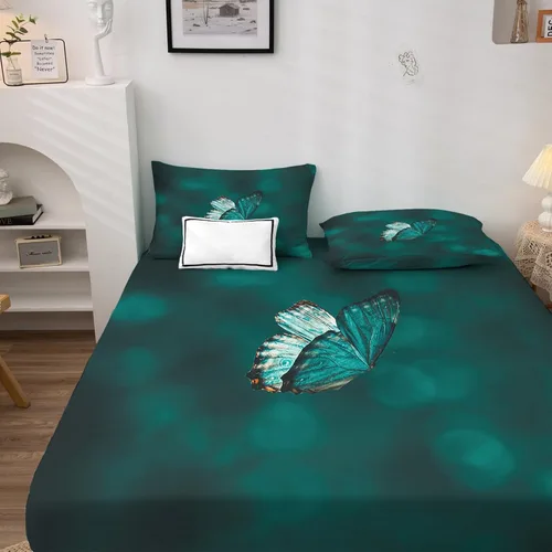 Miniatura 2 de Sábanas de mariposa tamaño individual, sábanas de insectos con mariposas, sábanas y fundas de almohada de 3 piezas, sábana bajera ajustable