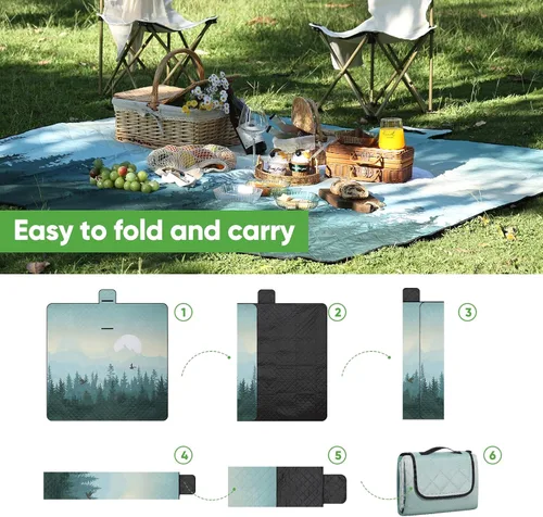 Miniatura 6 de Manta de picnic impermeable extra grande de 79 x 79 pulgadas, 210D Oxford, para exteriores, para césped, manta de playa portátil a prueba de arena