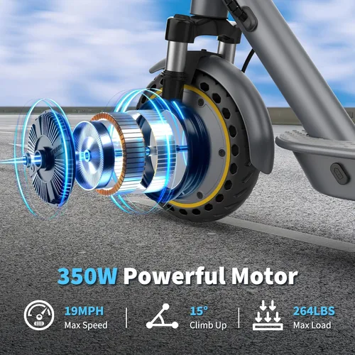 Miniatura 3 de WERHY H5PRO Scooter eléctrico con doble suspensión, motor sin escobillas de 350 W y 19 MPH, 15 millas de largo alcance, neumáticos sólidos de 8.5