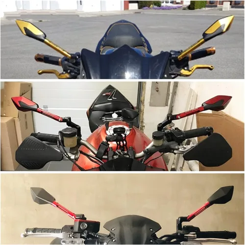 Miniatura 7 de Espejos de motocicleta CNC de aluminio para manillar de motocicleta, espejos retrovisores azules antirreflejos para Yamaha MT03 MT-03 Mt03 2005-2020