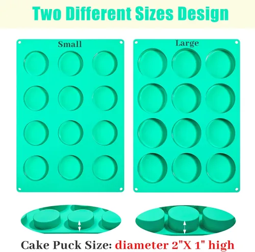 Miniatura 2 de Webake Juego de moldes para pasteles de 2 tamaños diferentes, moldes de silicona de 12 cavidades para postres cubiertos de chocolate, pastel plano