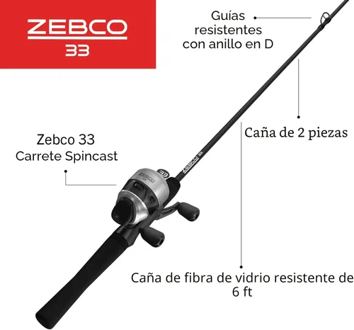 Miniatura 2 de Zebco 33 Spincast Reel and Fishing Rod Combo, 6-Foot 2-Piece Fiberglass Rod with EVA Handle, Quickset Anti-Reverse Fishing Reel with Bite Alert