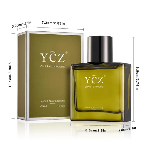 Miniatura 8 de Ycz AMBER GLOW Colonia para hombre, fragancia aromática cítrica con bergamota, manzana nítida y notas cálidas de madera, Eau de Parfum de 1.7 onzas