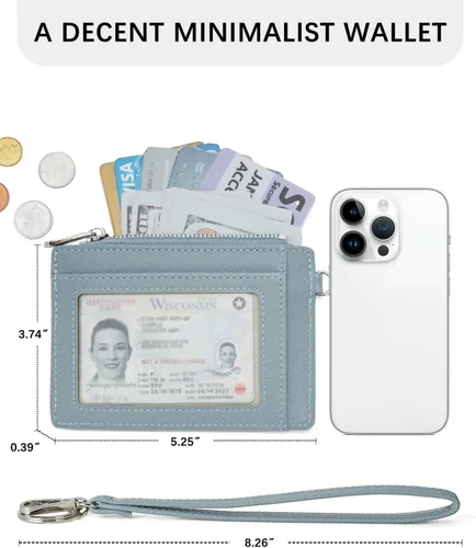 Miniatura 6 de BOSTANTEN Cartera pequeña para mujer, RFID, de piel, con bolsillo de cremallera, Azul