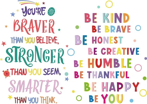 6 calcomanías inspiradoras coloridas para pared, frases motivacionales, calcomanías de pared con frase "You're Braver Than You Believe" para