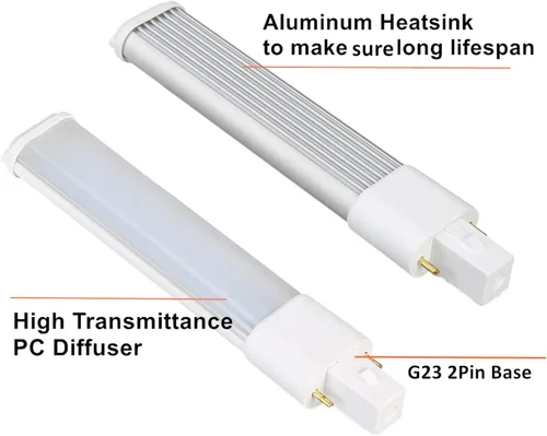 Miniatura 2 de SATZOL Paquete de 2 bombillas LED G23 de color blanco cálido de 5 W, 500 lm, 120 V, 2 pines G23, bombilla LED PL Plug and Play, reemplazo PLS-9W CFL