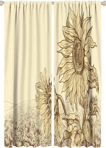 Miniatura 10 de Cortinas opacas con diseño de girasoles para ventana, puesta de sol sobre girasol, para dormitorio, sala de estar, cocina, decoración del hogar, 42
