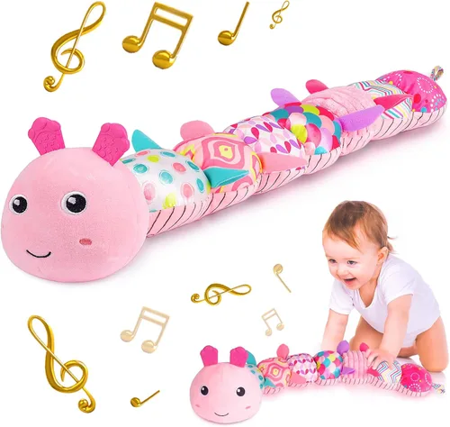 Sumobaby - Juguetes de peluche musicales para bebés, con múltiples texturas sensoriales, sonajero y crujidos, para tiempo boca abajo, recién nacidos