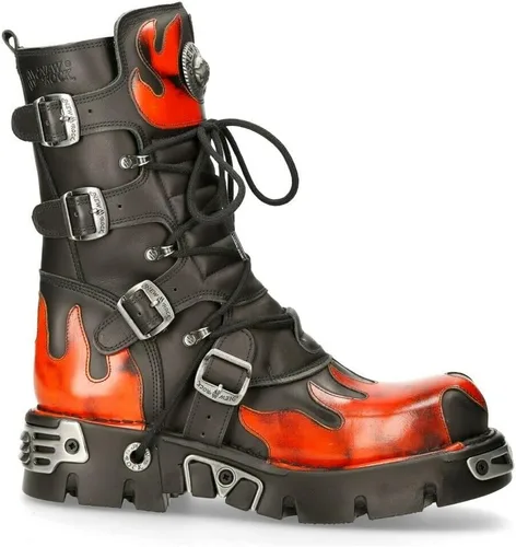 Miniatura 2 de NEW ROCK Botas 591 Flame Metallic Leather Goth punk Biker Fashion