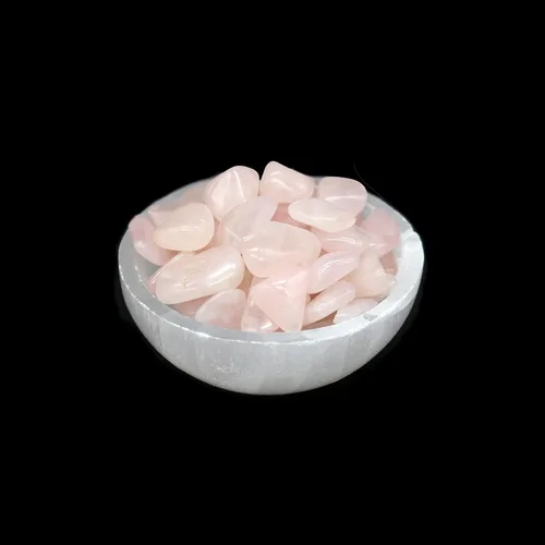 Miniatura 12 de Soul Sticks Cuenco de selenita relleno de 4 pulgadas con piedra semicristal y curativa, cuenco decorativo de selenita pura, carga de cristal de 7