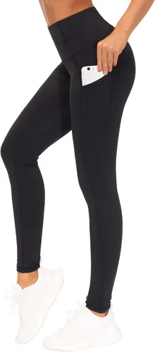 THE GYM PEOPLE Pantalones de yoga gruesos de cintura alta con bolsillos, forro polar, control de abdomen, leggings de entrenamiento para mujer