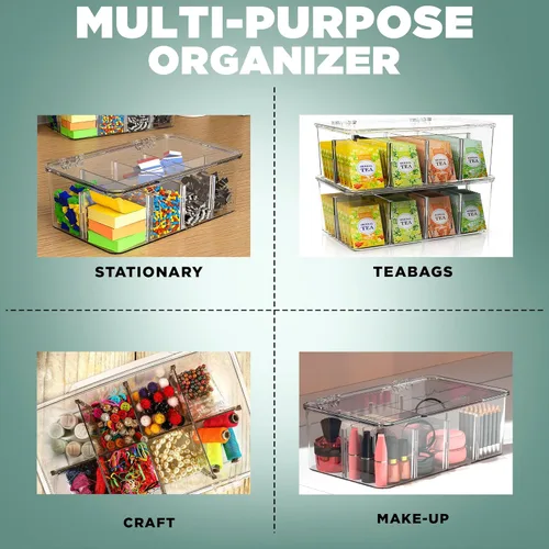 Miniatura 7 de Utopia Home - Organizador de bolsas de té con tapas, (1 unidad) Caja de almacenamiento transparente para despensa - Organizadores de partición