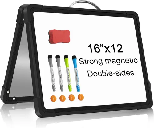 Miniatura 10 de H-Qprobd Pizarra de borrado en seco para presentación de aluminio para pared, pizarra blanca magnética con bandeja larga para bolígrafos, pizarra