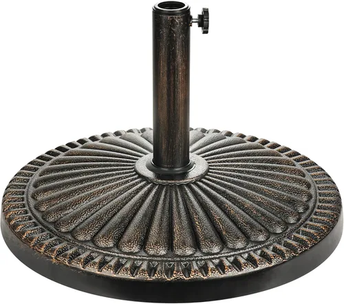 Miniatura 12 de FLAME&SHADE Base redonda de 20 libras para sombrilla de mesa de mercado de patio, para exteriores, bronce