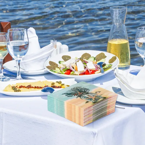 Miniatura 6 de AnyDesign Paquete de 80 servilletas de papel de playa desechables con estrellas de mar en orilla del mar, tarros de coral masón de postre