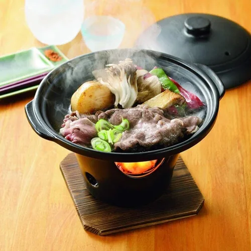 Miniatura 2 de Urban Tokyo Olla japonesa de loza irori para parrilla Tobanyaki, placa de cerámica con estufa y salvamanteles Kaiseki Ryori 10 onzas líquidas olla