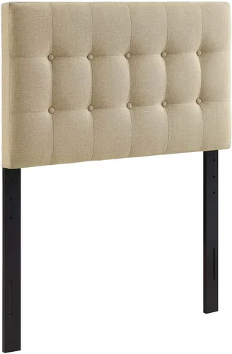 Miniatura 6 de Modway Emily - Cabecera individual tapizada con botones de tela de lino beige
