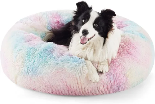Miniatura 32 de Bedsure - Cama relajante para perro mediano, lavable, tipo dona, cama para gato, antideslizante, redonda, afelpada, mullida, de piel sintética