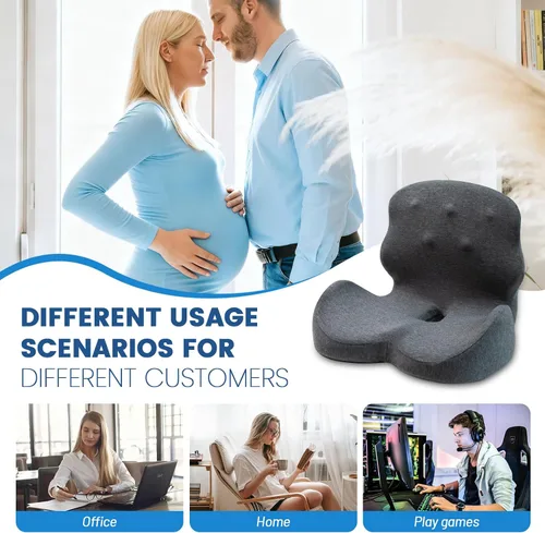 Miniatura 7 de Cojín de asiento – Cojín de espuma viscoelástica para silla de oficina, almohada de soporte lumbar de una pieza, para alivio de la presión