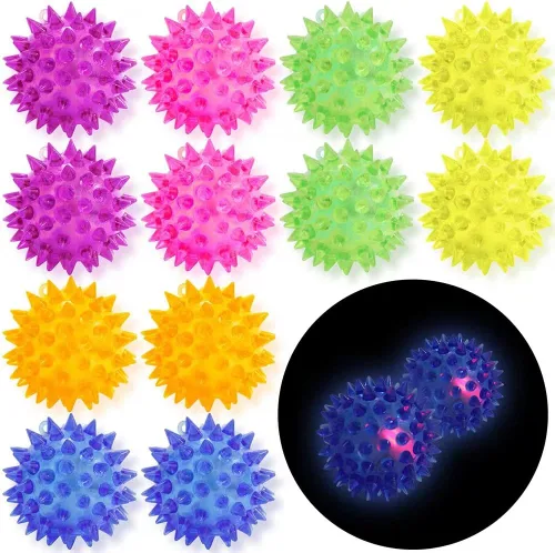 Miniatura 12 de Paquete de 6 bolas sensoriales con puntas que brillan en la oscuridad, para aliviar el estrés, bolas sensoriales con pinchos, bolas de goma