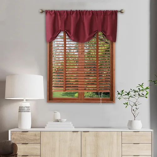 Miniatura 6 de Home Queen Cenefa de cortina con lazo para sala de estar, cenefa ajustable con bolsillo para cortinero, juego de 2, 54 x 18 pulgadas, gris claro