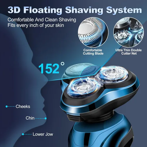 Miniatura 3 de Maquinilla de afeitar eléctrica para hombres, 3 cabezales flotantes, impermeable, para hombre, pantalla LED, inalámbrica, con recortadora de pelo