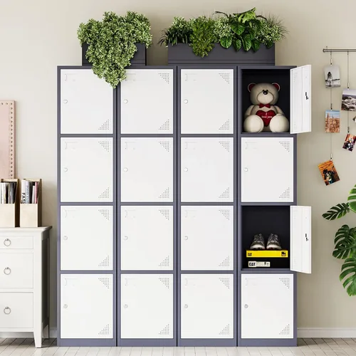 Miniatura 2 de Letaya Taquillas de metal para empleados, gabinete de almacenamiento de acero de 71 pulgadas con 4 puertas con cerradura para personal de oficina