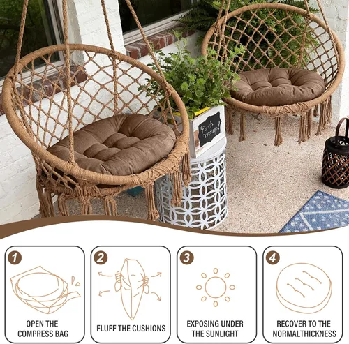 Miniatura 9 de Tiita - Cojín cuadrado para el suelo al aire libre, cojín de asiento grueso tuftado, gran cojín de suelo para yoga, meditación, sala de estar