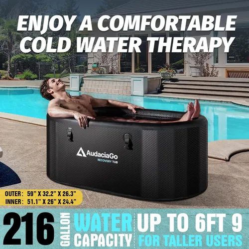 Miniatura 4 de XXL - Bañera de hielo para atletas, compatible con enfriadores de agua, bañera inflable de inmersión en frío de 216 galones con tapa aislada