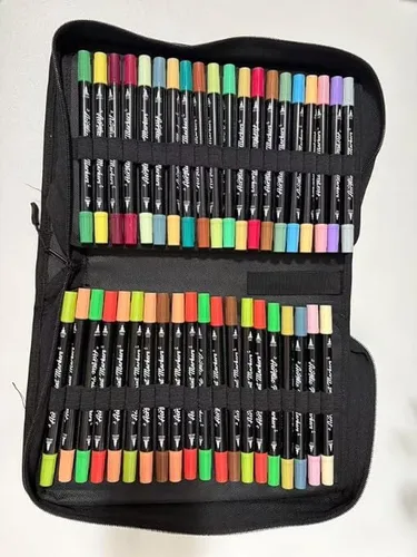 Marcadores de pintura acrílica de 60 colores, rotuladores de pintura acrílica de doble punta con pincel y puntas finas para pintura de roca, madera,