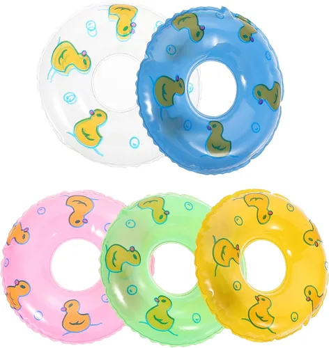 Gadpiparty 5 mini anillos de natación, mini flotadores para muñecas, juguetes de piscina en miniatura para decoración de fiestas y juguetes para