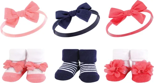 Miniatura 8 de Hudson Baby Conjunto de regalo de diadema y calcetines para niña Flor azul marino rosa
