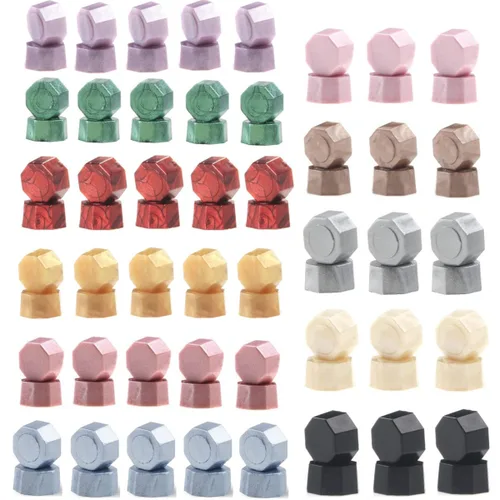 Miniatura 2 de Cuentas de sellado de cera, 300 cuentas de sello de cera blanca perla, 1 calentador de sello de cera de madera, 1 cuchara derretida y 10 velas de té
