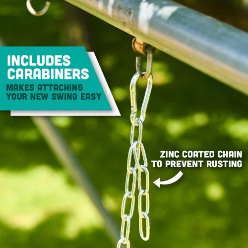 Miniatura 5 de Asiento de columpio para niños pequeños con respaldo alto y agarre para los dedos, cadenas recubiertas de plástico y mosquetones para una fácil Azul