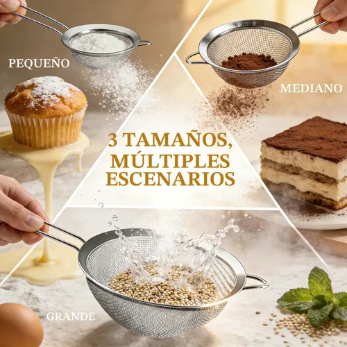 Miniatura 3 de Anaeat Coladores de malla fina – Colador de acero inoxidable de alta calidad, con malla duradera y mango resistente, excelente para tamizar