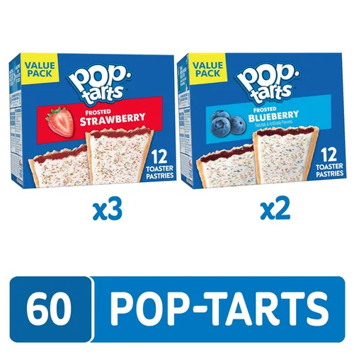 Miniatura 6 de Pop-Tarts - Tostadas, alimentos para el desayuno, bocadillos para niños, paquete de valor, paquete de variedad (60 Pop-Tarts)