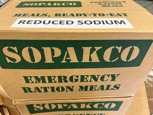 Miniatura 3 de MRE 7020 caja de 14 raciones de alimento de emergencia reducido en sodio - Listo para consumir, sellado y envasado en fábrica - 01/22