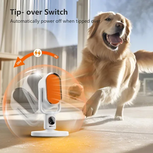 Miniatura 4 de Calentador de espacio para interiores cinbasr Calentadores eléctricos portátiles de bajo consumo con termostato y control remoto, oscilación de 70°