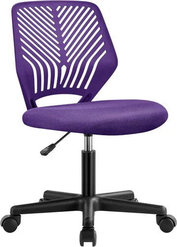 Miniatura 10 de Yaheetech Silla de oficina ergonómica de malla sin brazos, silla giratoria de respaldo medio con ruedas, silla de estudio de altura ajustable
